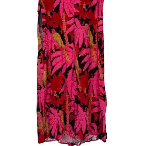NWT J. Crew Tropical Palm Print Faux Tie Wrap Midi Dress V Neck Zip Up 6 Pink - Picture 9 of 16
